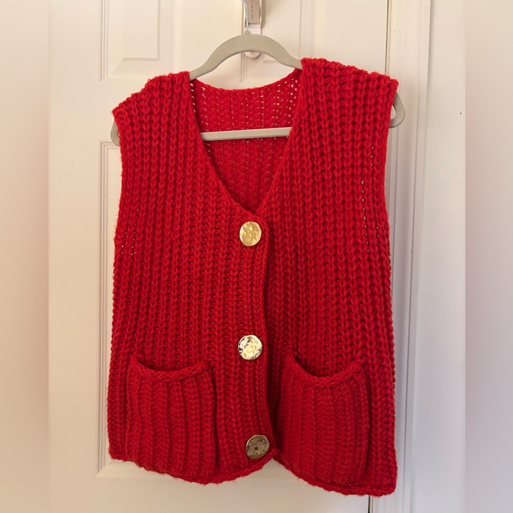 Amazon Red Women's V-Neck Sweater Vest